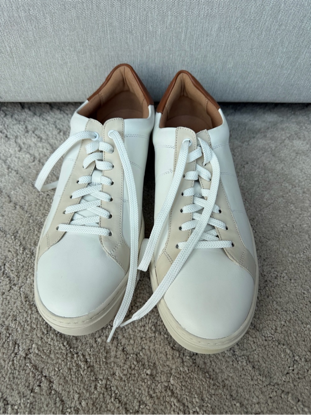 Vionic White Sneakers with Tan Heel Accent
